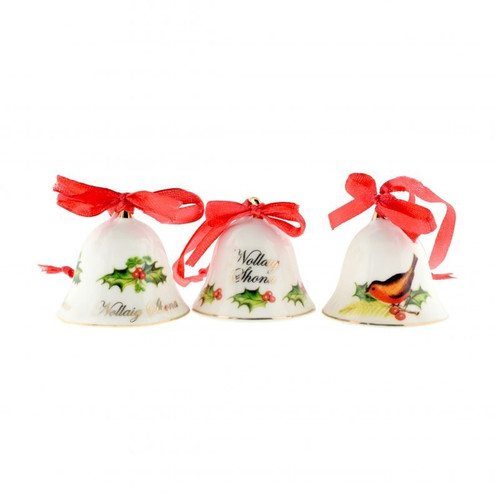HI-Set-768 Assorted Porcelain Irish Christmas Bells Set of 3 Studio ShamrockGift.com