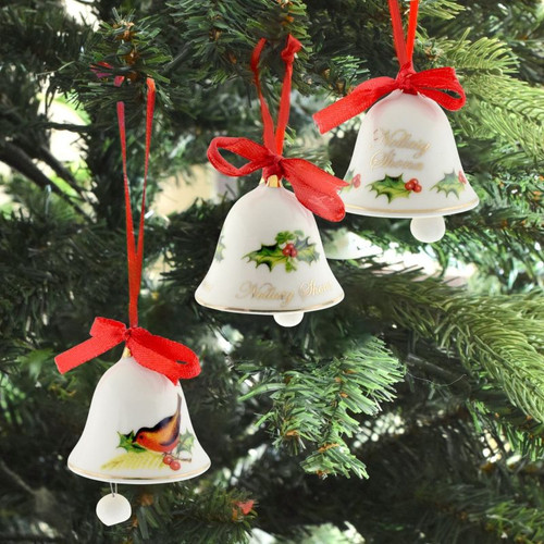 JCW-511 Assorted Porcelain Irish Christmas Bells Set of 3 ShamrockGift.com