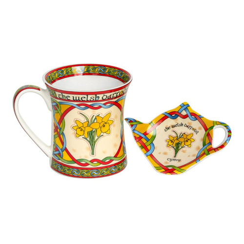 CL-TeaSet37-Welsh Daffodil Tea Set of Mug & Teabag Holder 1 Mug and Bag Holder ShamrockGift.com.jpg