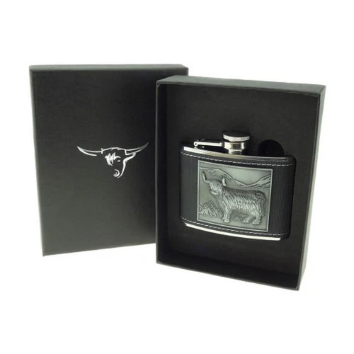 GA-HF2018 Highland Cow Stainless Steel Whiskey Hip Flask ShamrockGift.com