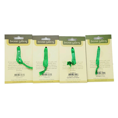 CL-BaubleSet6 Bronze Irish Christmas Tree Ornaments Back ShamrockGift.com