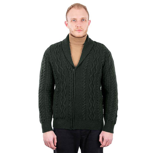 MM903 Men's Irish Half Zip Cardigan Front Lifestyle ShamrockGift.com
