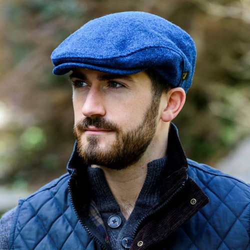 Men's Donegal Tweed Flat Cap - Traditional Style, Modern Fashion Item - Blue