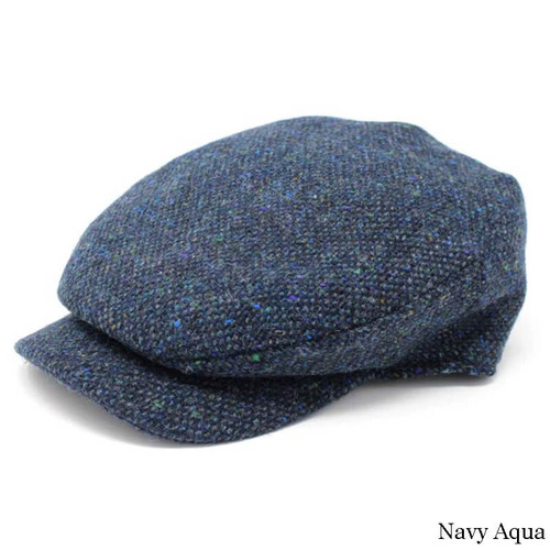 DW2 Fleck Salt & Pepper Tweed Cap Navy Aqua ShamrockGift.com