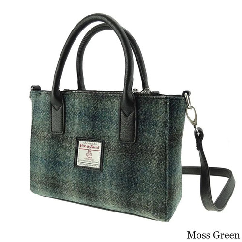 GA-LB1228-COL091-MOSS GREEN Harris Tweed Tartan Brora Bag ShamrockGift.com