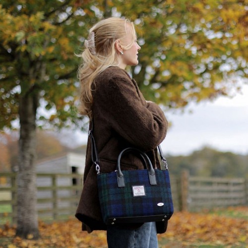 GA-LB1228-COL060-BLACK WATCH Harris Tweed Tartan Brora Bag Lifestyle ShamrockGift.com