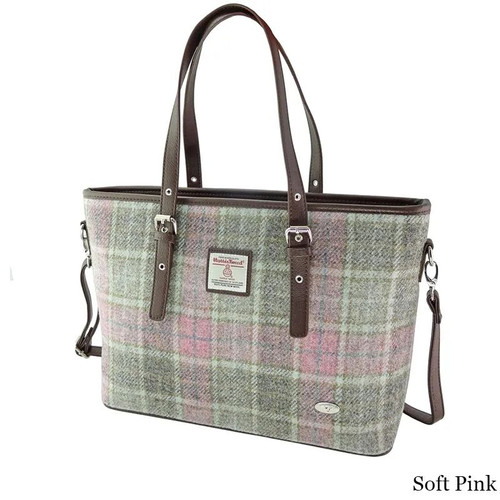 GA-LB1028-COL134-SOFT PINK BUCHANAN Harris Tweed Large Spey Tote Bag ShamrockGift.com