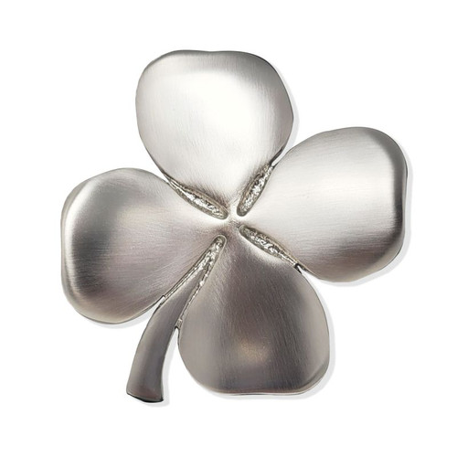 EWH114-SATIN-NICKEL-Finish Lucky Clover Wall Hanging with Irish Blessing ShamrockGift.com
