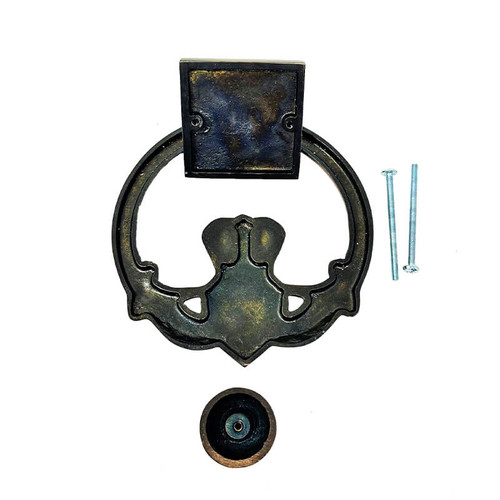 EDK106-AC Claddagh Irish Door Knocker Antique Copper Finish Back Side View Shamrockgift.com