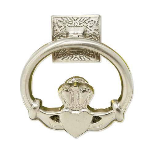 EDK106-SN Satin Nickel Finish Claddagh Irish Door Knocker Shamrockgift.com