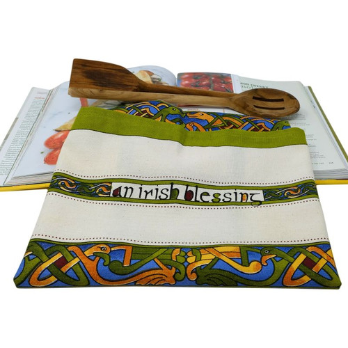 Royal Tara Single Tea Towel Irish Blessing-Irish Weave Folded ShamrockGift.com
