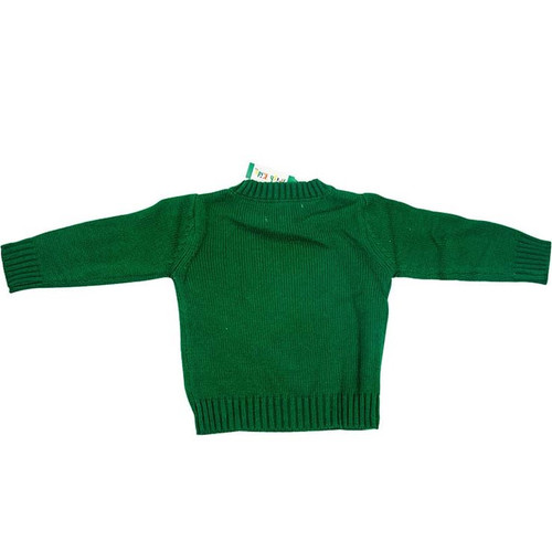 BOE144 Green Shamrock Kids Knit Sweater Back Shamrockgift.com