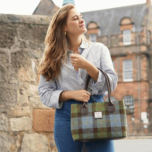 GA-LB1003-COL015-MACLEOD TARTAN Glen Appin Classic Harris Tweed Handbag Lifestyle ShamrockGift.com