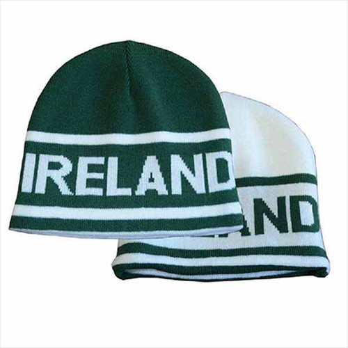 Ireland Reversible Knit Hats Front View ShamrockGift.com