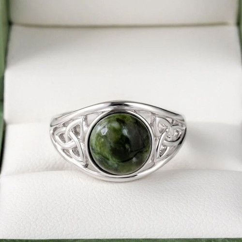 S2832 Connemara Marble Celtic Knot Ring with Box ShamrockGift.com