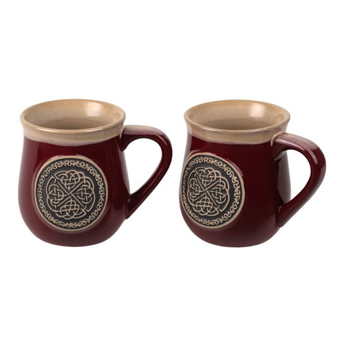 HI-Set-917 RED Celtic Knot Stoneware Mug ShamrockGift.com