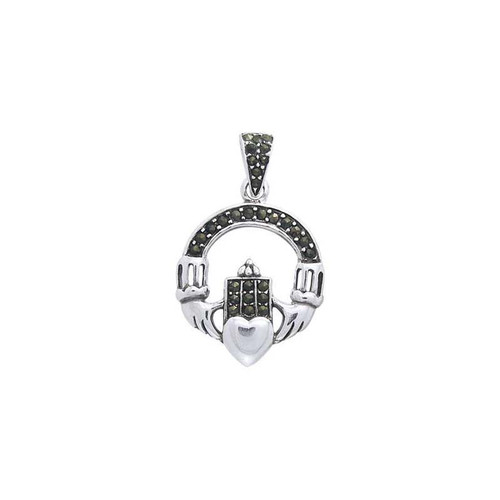 Gemstones Silver Claddagh Pendant GS-TPGD030437-MC-set ShamrockGift.com