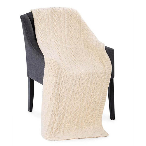 SAOL Natural Merino Wool Heart Throw Natural MT121 ShamrockGift.com