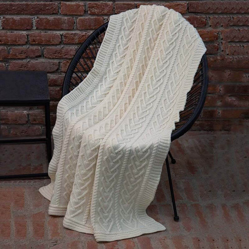 SAOL Natural Merino Wool Heart Throw Natural MT121 ShamrockGift.com