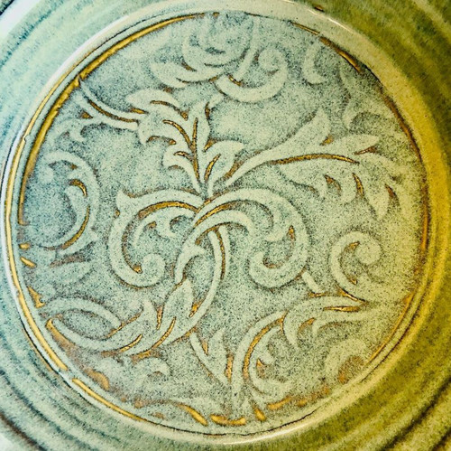 Irish Handthrown Pottery Green Serving Dish CAP-0016 Shamrockgift.com