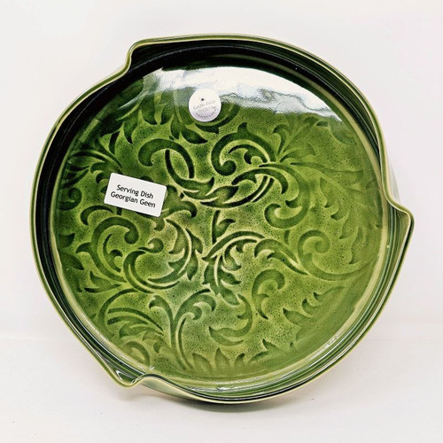 Irish Handthrown Pottery Green Serving Dish CAP-0016 Shamrockgift.com