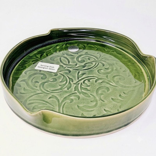 Irish Handthrown Pottery Green Serving Dish CAP-0016 Shamrockgift.com