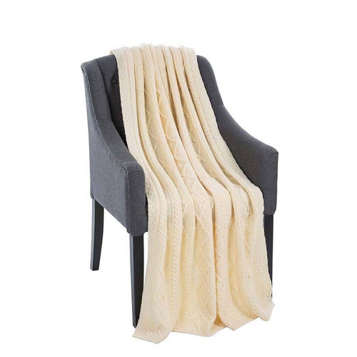 SAOL Fisherman Out of Ireland Wool Throw Natural SA189 ShamrockGift.com