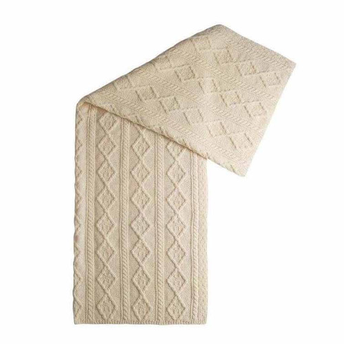 SAOL Fisherman Out of Ireland Wool Throw Natural SA189 ShamrockGift.com