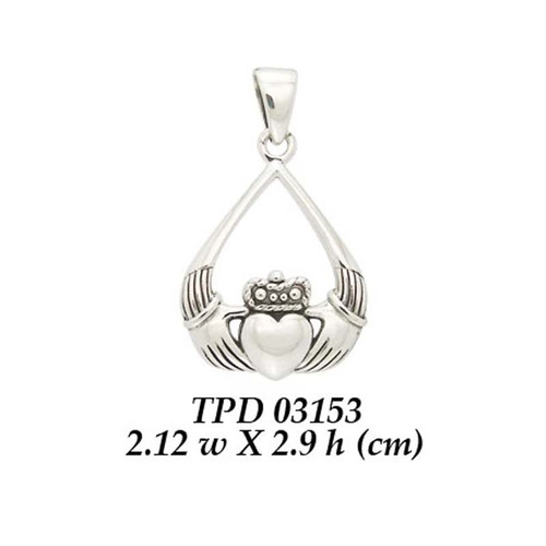 Tear Drop Claddagh Pendant GS-TPG2D31538-set ShamrockGift.com