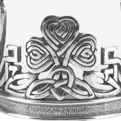 Irish Harp and Shamrocks Pewter Whiskey Glass AEW-WHISK07 ShamrockGift.com