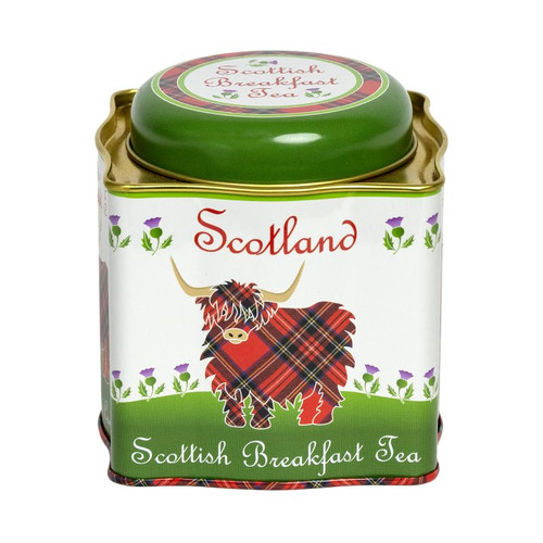 CL-88-434 Highland Cow Scottish Breakfast Loose Leaf Tea Tin Shamrock Gift