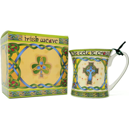 Celtic Cross Bone China Mug in Giftbox Shamrock Gift