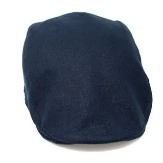 DTC2L-NAVY Navy Linen Touring Flat Cap front ShamrockGift.com