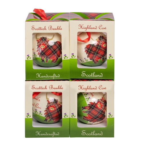 HI-Set-695 Highland Cow Christmas Bauble set of 4 ShamrockGift.com