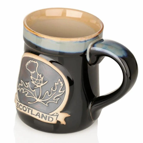 Scotland Thistle Stoneware Cofeee Mug GA-Black PT1009 ShamrockGift.com