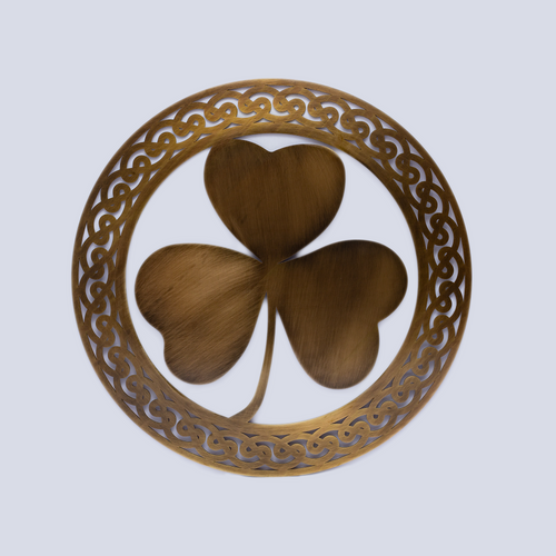 Shamrock Irish Wall Decor EWH125-Antique Brass ShamrockGift.com