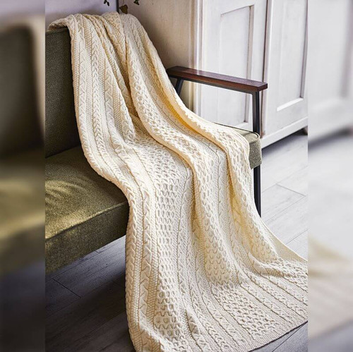 AWT910 Cable Honeycomb Aran Throw ShamrockGift.Com