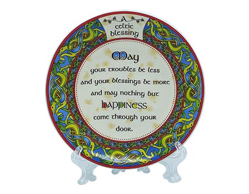 CL-73-539 Book of Kells Design Irish Blessing Plate studio ShamrockGift.com