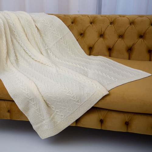 AWT911 Geometric  Aran Knit Throw Gift ShamrockGift.Com