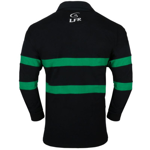 RSLSI-NAVY/KELLY Shamrock Sprig Rugby Jersey back ShamrockGift.com