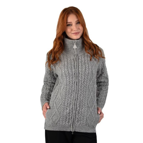 ML174 Diamond Knit Irish Jacket Grey ShamrockGift.com