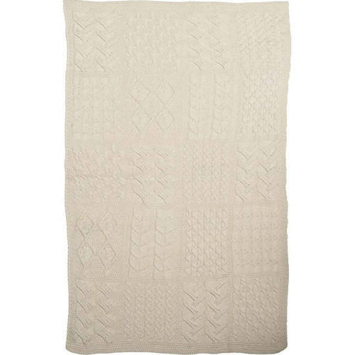 Patchwork SuperSoft Merino Wool Knit Throw 42" x 64" Natural SB690367-ONE ShamrockGift.com