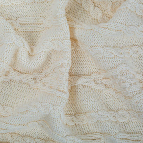 Fisherman Wool Diamond Stich Aran Throw Natural Shamrock Gift.com