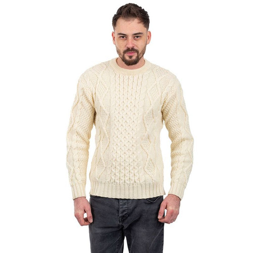 FM178-600 Fisherman Cable Knit Sweater Natural White Keilys.com