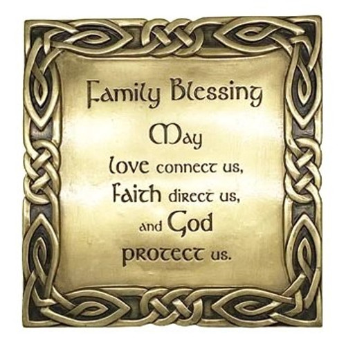 Irish Home Blessing Engraved Wall Plaque Bronze Plated Celtic Knotwork  5.9″x6.1″