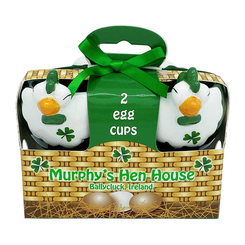 CL-97-425 Murphy's Hens Egg Cups with Shamrocks ShamrockGift.com
