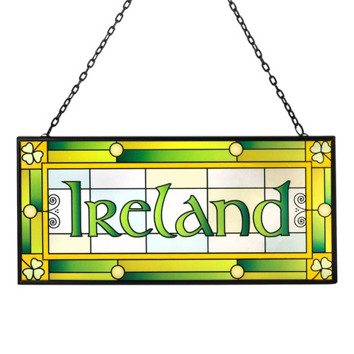 CL-0083-464 Ireland Stained Glass Panel ShamrockGift.com