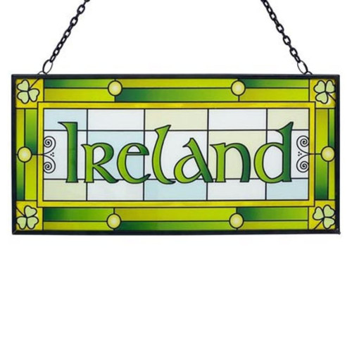 CL-0083-464 Ireland Stained Glass Panel ShamrockGift.com