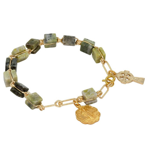 JCW-RB110 Connemara Marble Rosary Bracelet studio ShamrockGift.com