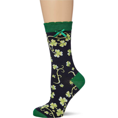 PF7400 Ladies Navy Shamrock Bow Socks ShamrockGift.com